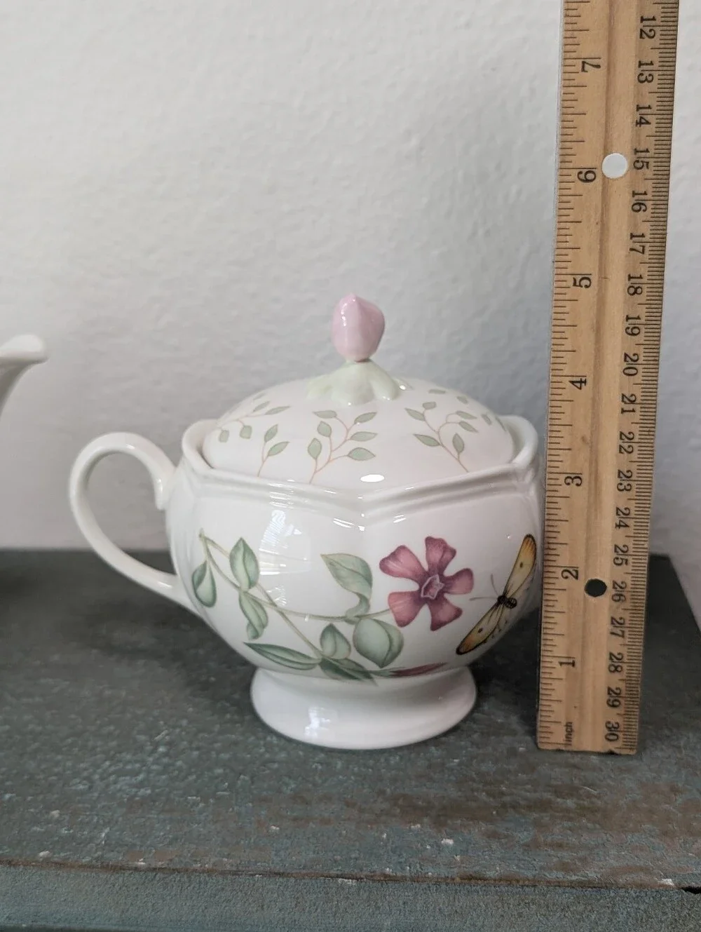 Vintage Lenox Butterfly Meadow Creamer and Lidded Sugar Louise Le Luyer Floral